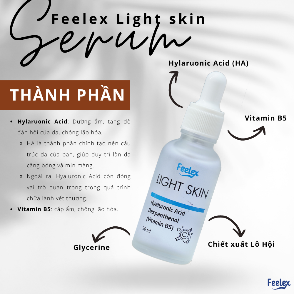 Serum Feelex Light Skin sáng da giảm thâm mụn dưỡng trắng - Lọ 30ml